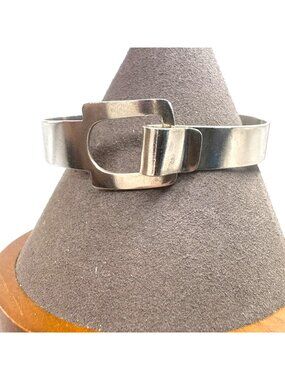 VTG Solid Sterling Silver 925 Buckle Design Cuff Bracelet Size 7" Fit
